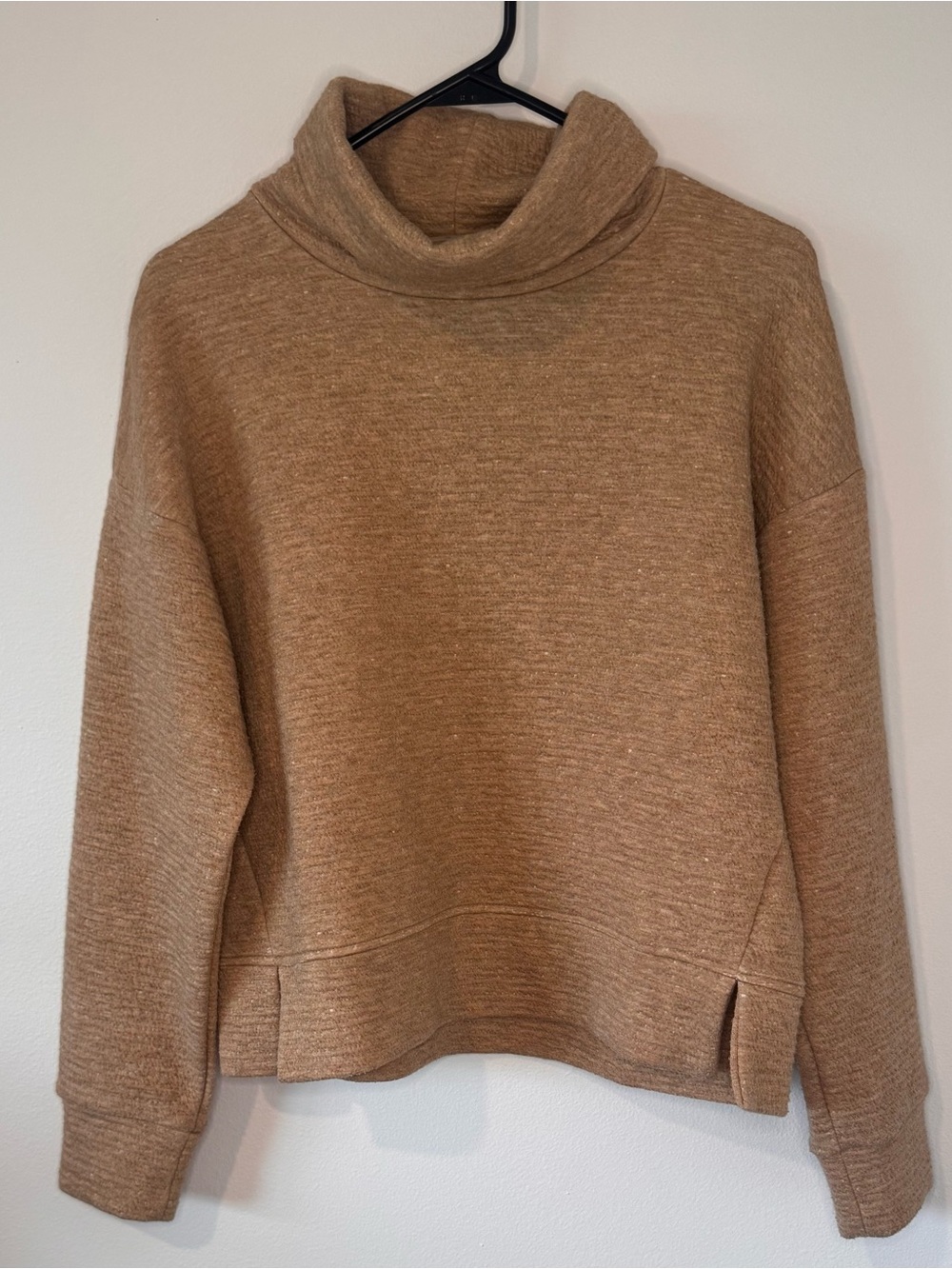 CALIA Women’s Small Lunar Jacquard Funnel Neck Pullover Sweater Tan